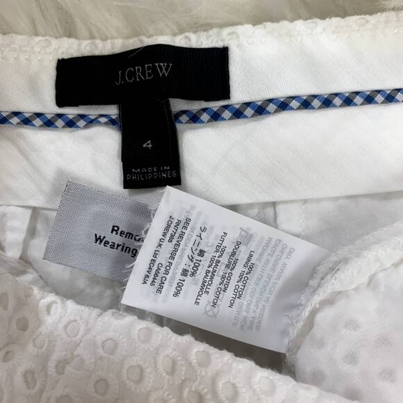 J Crew White Eyelet Patio Crop Ankle Pants 4 S Small - Picture 7 of 7